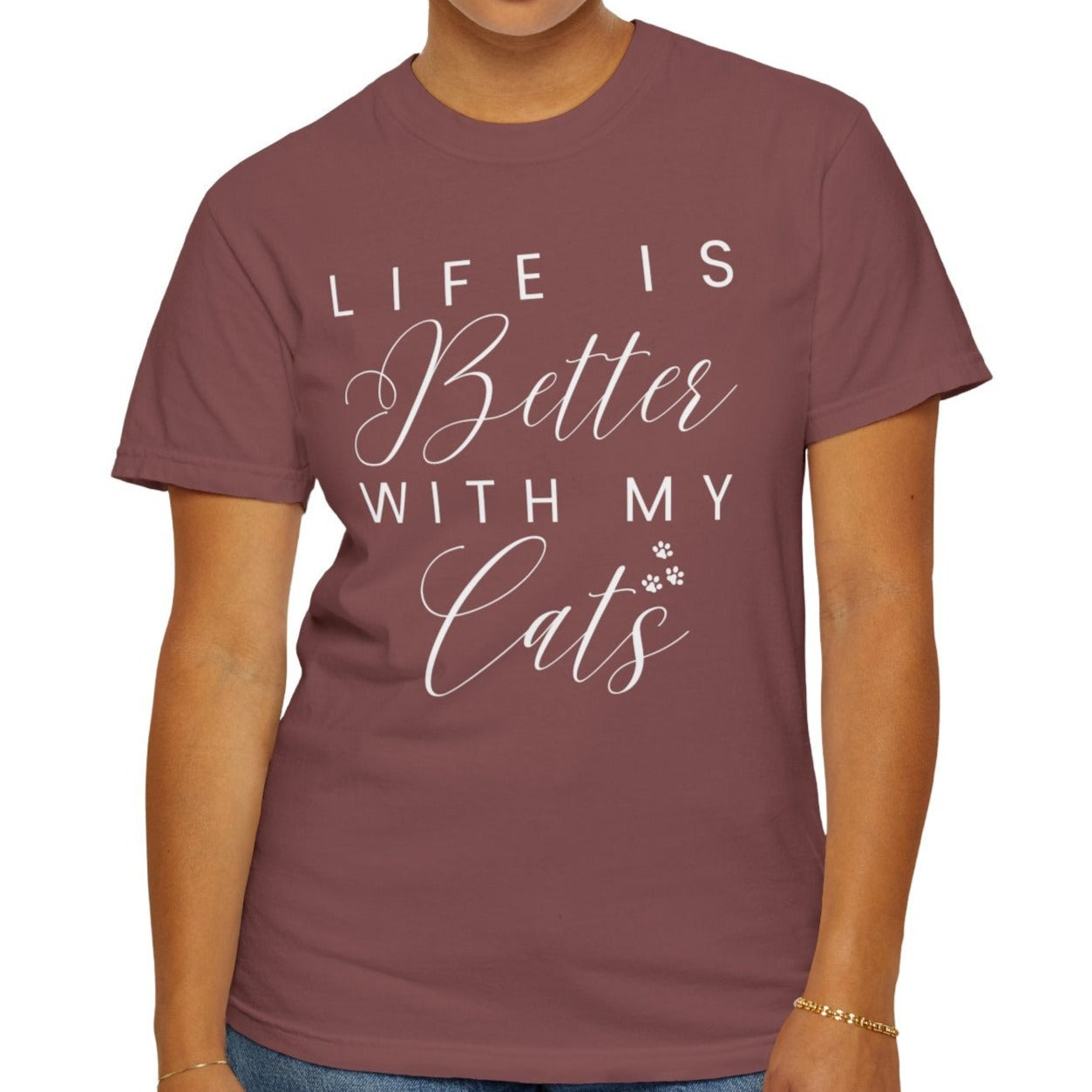 Women's Comfort Colors Tee - Life is Better with My Cats | Soft & Stylish Cat Lover Shirt for Ultimate Comfort | Trendy Short Sleeve Top for Feline Enthusiasts | Perfect Gift for Cat Moms | Sizes S-XXL