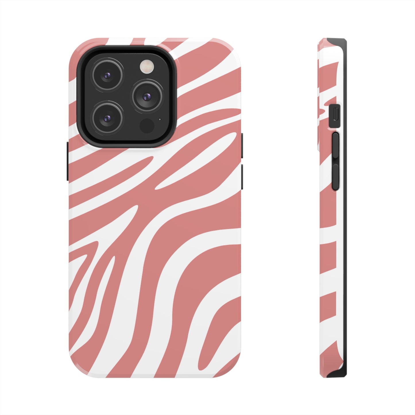 Pink and White Zebra Stripes iPhone Case - Stylish and Protective Cover for Your Device