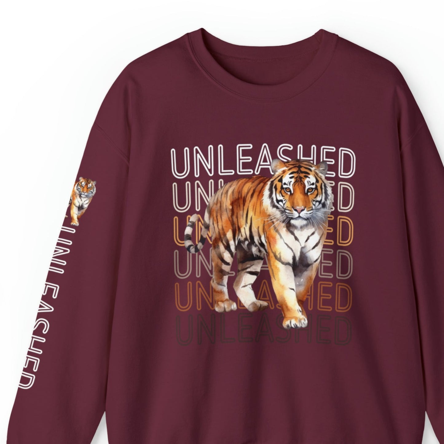 Tiger Unleashed: Women's Sweatshirt with Striking Arm Detail - Eddy and Rita