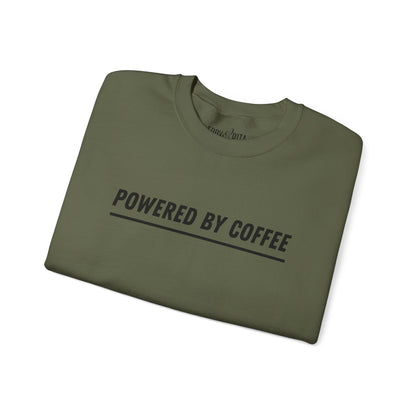 Men's Heavy Sweatshirt – "Powered by Coffee" Funny Graphic Sweatshirt for Coffee Lovers