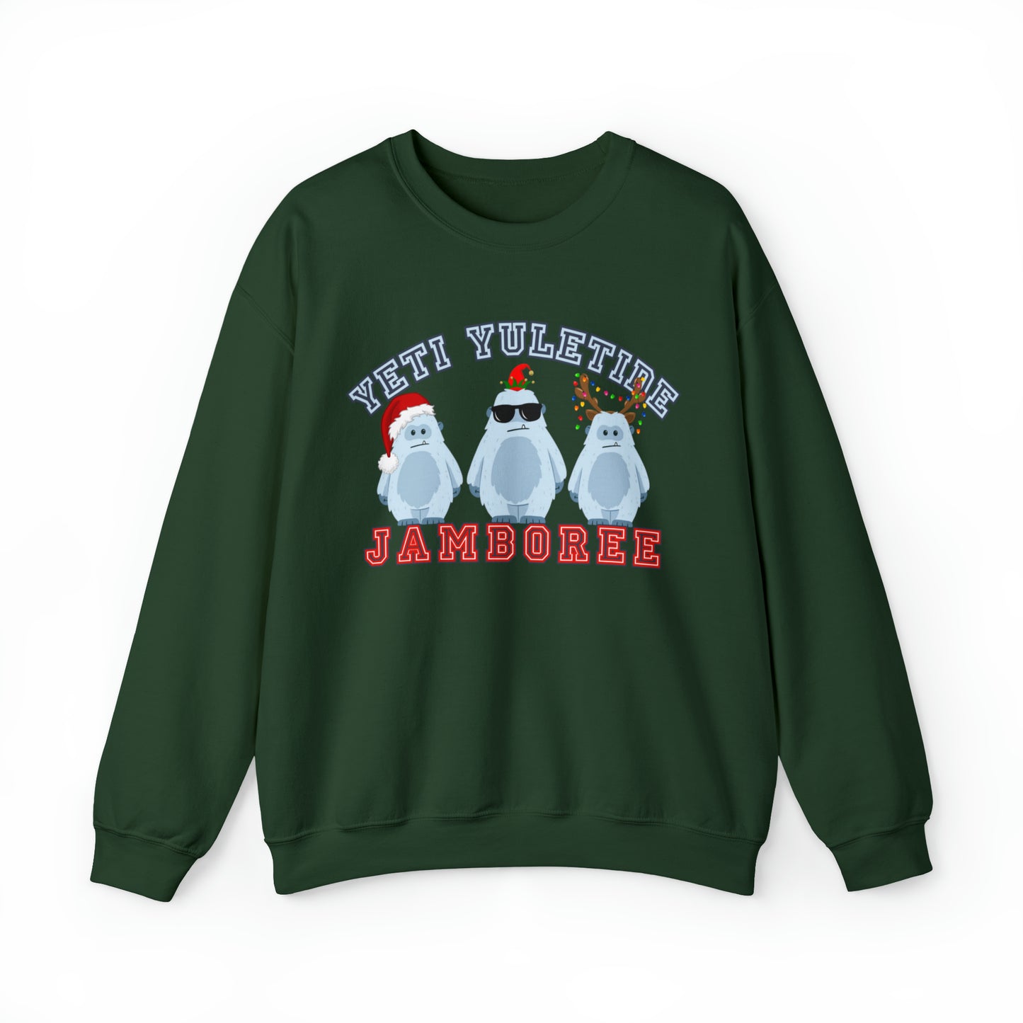 Yeti Yuletide Jamboree: Festive Women's Sweatshirt with Christmas Yetis