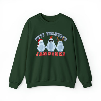 Yeti Yuletide Jamboree: Festive Women's Sweatshirt with Christmas Yetis