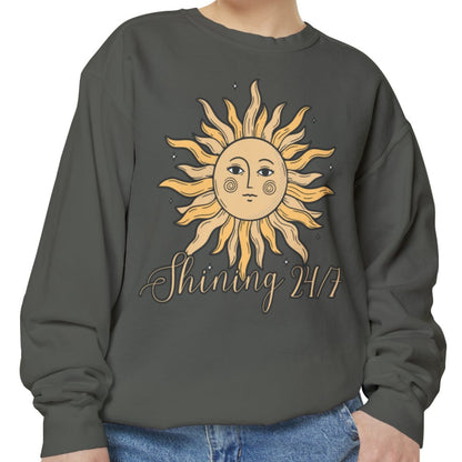 Shining 24/7 Women's Comfort Colors Sweatshirt - Cozy and Radiant - Eddy and Rita