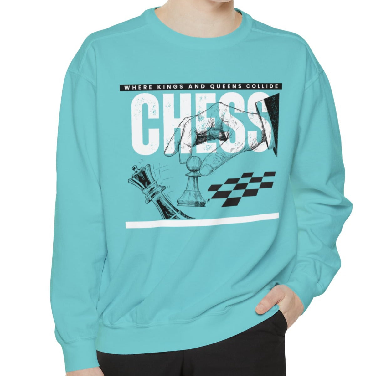 Chess, Where Kings and Queens Collide Strategic Comfort Colors Men's Sweatshirt - Eddy and Rita