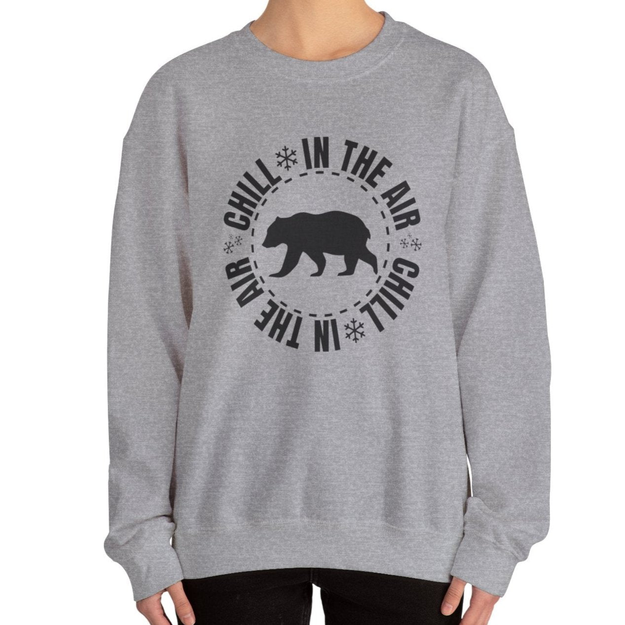 Women's Heavy Sweatshirt – "Chill In The Air Bear" Cozy Winter Graphic Sweatshirt