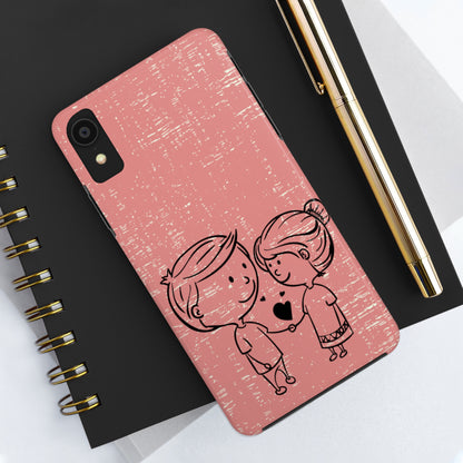 Romantic Couple Holding Hands Line Drawing Cell Phone Case - Rose Colored Love Cover