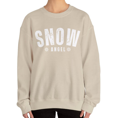 Women's Heavy Sweatshirt – "Snow Angel" Cozy Winter Graphic Sweatshirt