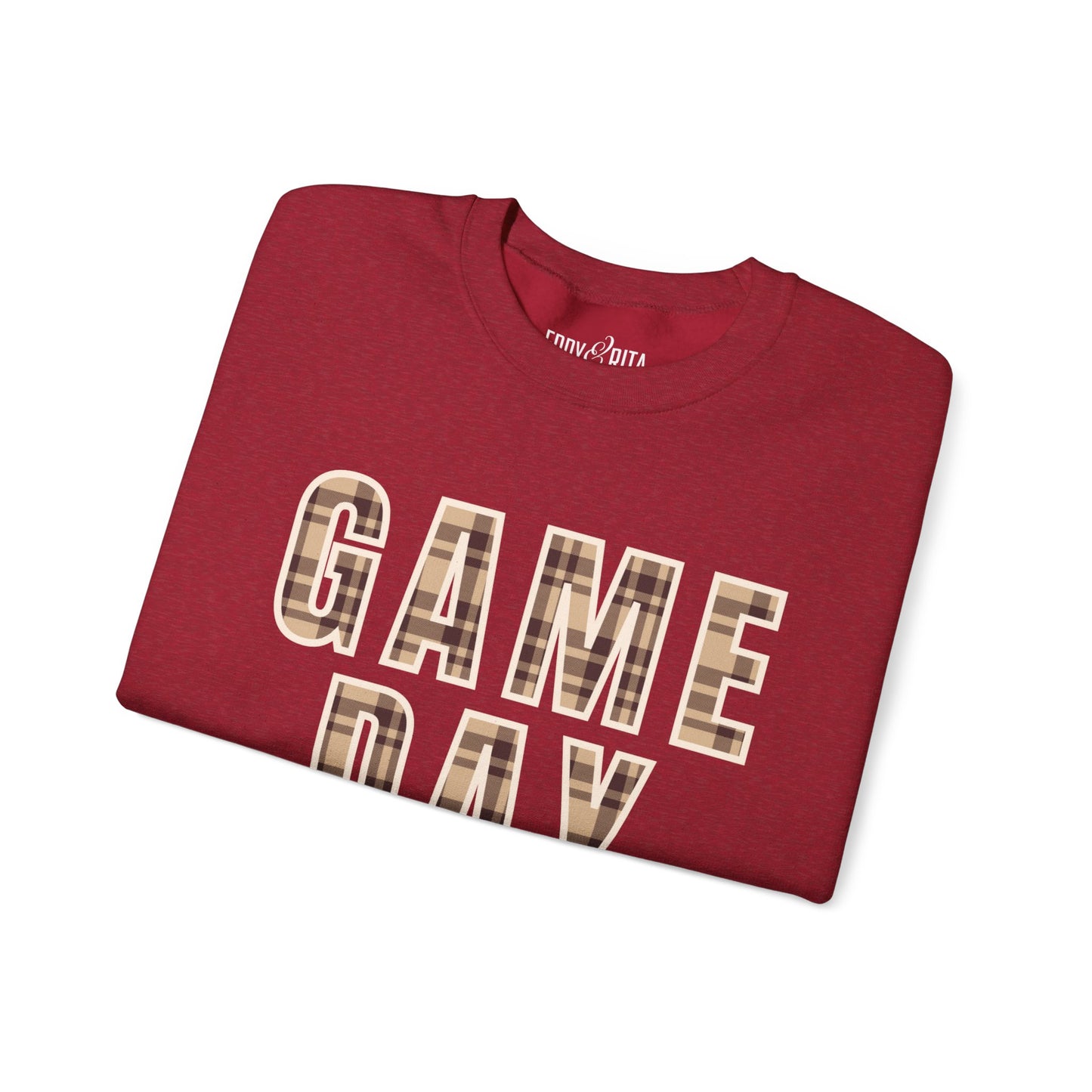 Women’s Heavy Sweatshirt – Game Day Plaid Print Design | Stylish Sports Fan Apparel