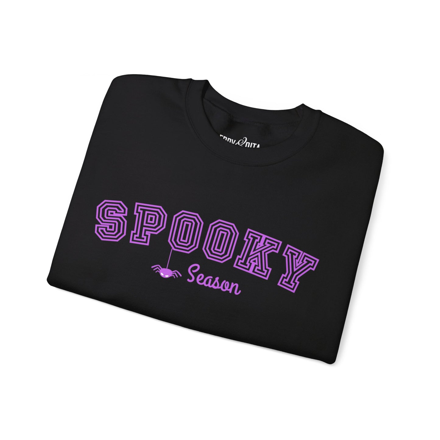 Eddy and Rita Women's Heavy Crewneck Sweatshirt - "Spooky Season" Halloween Graphic Pullover