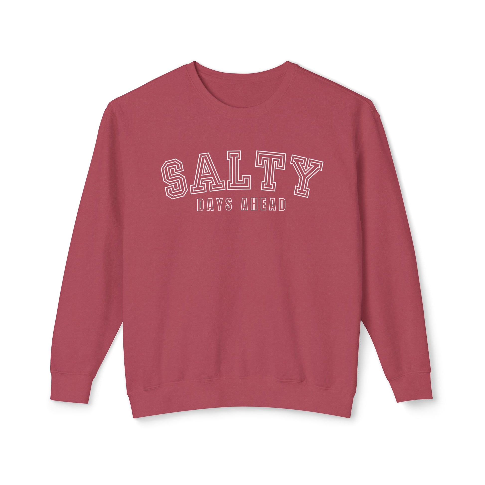 Eddy and Rita Women's Comfort Colors Lightweight Sweatshirt - "Salty Days Ahead" Beach Lover's Graphic Pullover