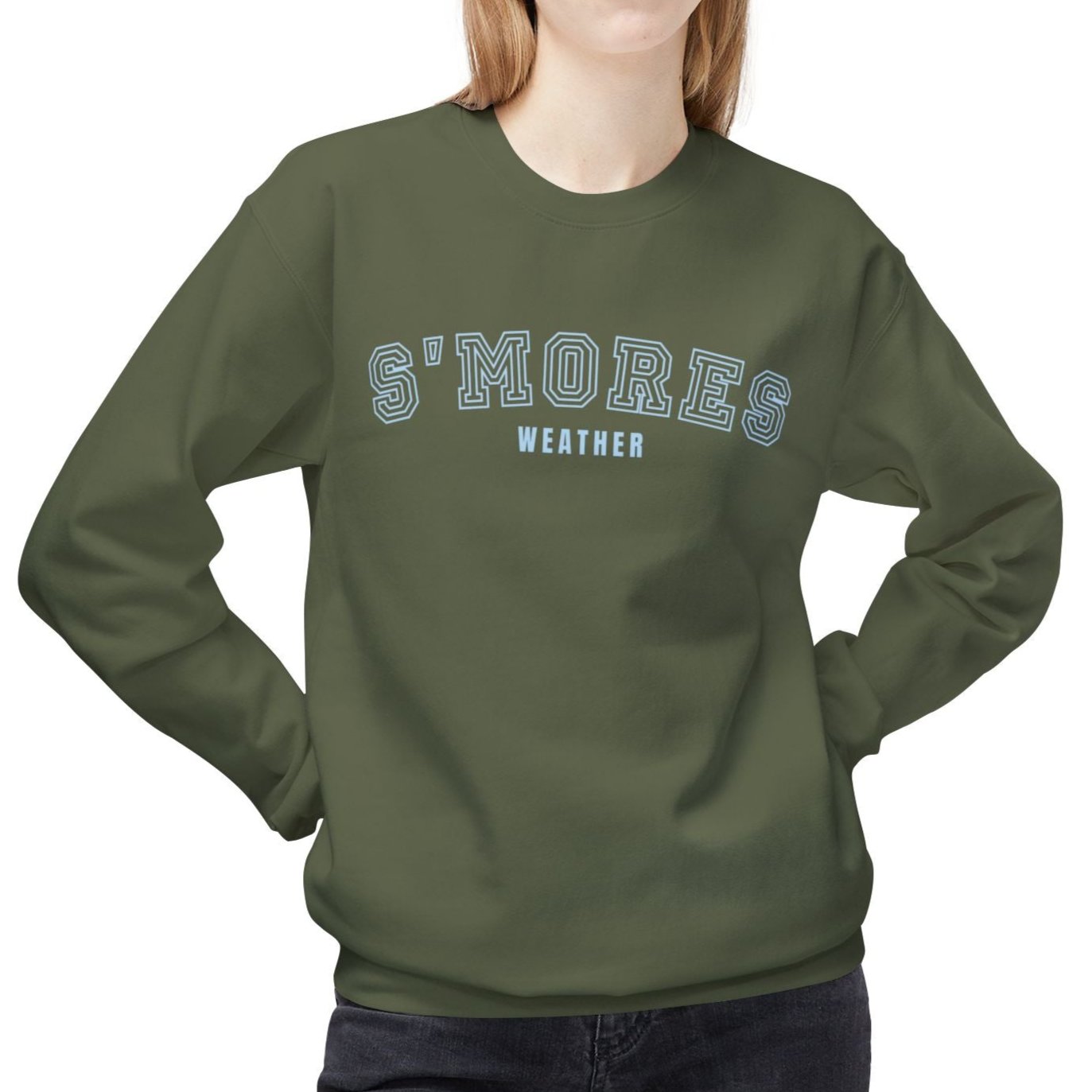 Women's Midweight Sweatshirt – "S'mores Weather" Cozy Graphic Sweatshirt