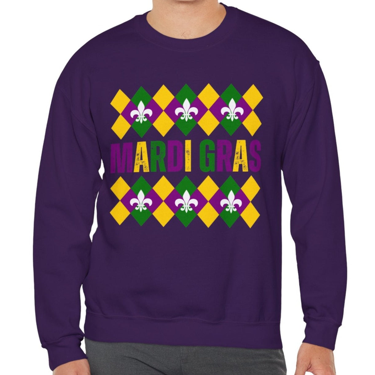 Mardi Gras Fleur-de-Lis Women's Sweatshirt: Festive Comfort with Stylish Elegance - Eddy and Rita