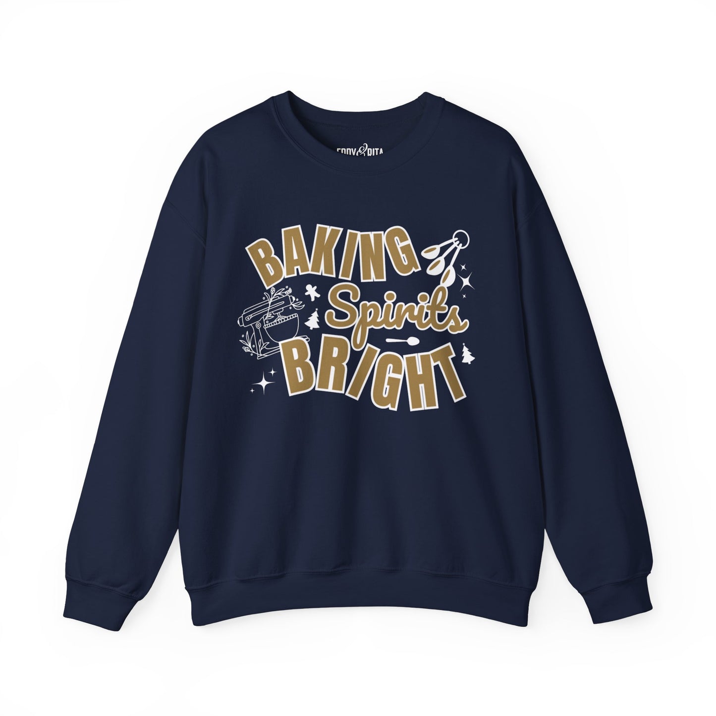 Women's Heavy Sweatshirt – "Baking Spirits Bright" Christmas Baking Graphic Sweatshirt