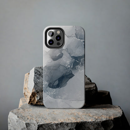 Gray and White Marble Pattern Cell Phone Case - Elegant and Sleek Device Cover