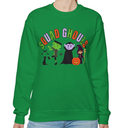 Eddy and Rita Women's Heavy Sweatshirt - "Squad Ghouls" with Halloween Monsters for Halloween