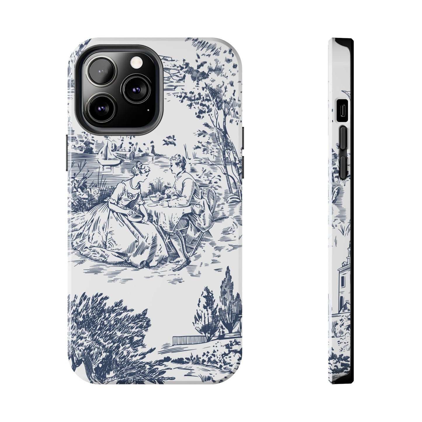 Tough Phone Case for iPhone – Elegant Toile Design | Durable and Stylish Stocking Stuffer Gift