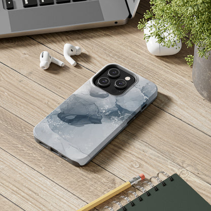 Gray and White Marble Pattern Cell Phone Case - Elegant and Sleek Device Cover