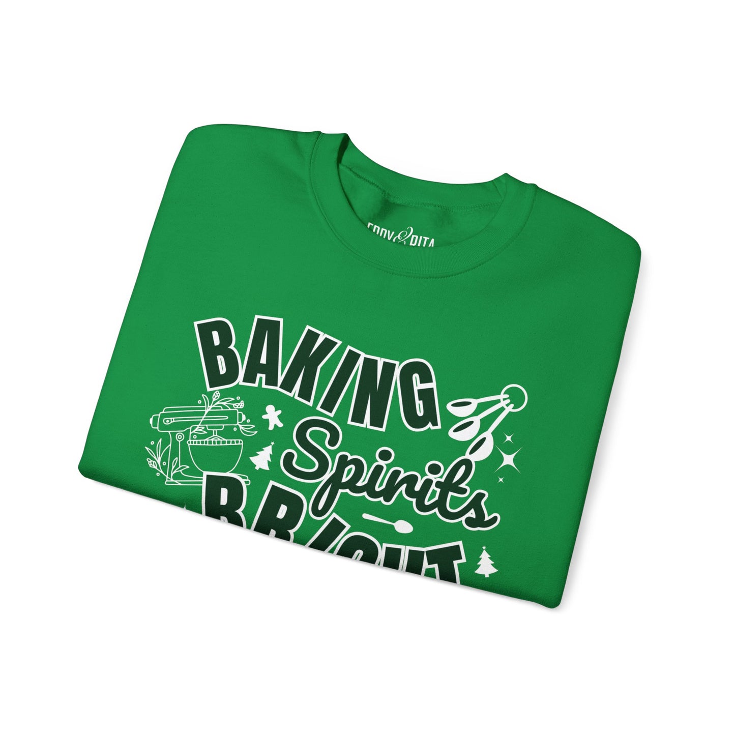 Women's Heavy Sweatshirt – "Baking Spirits Bright" Christmas Baking Graphic Sweatshirt