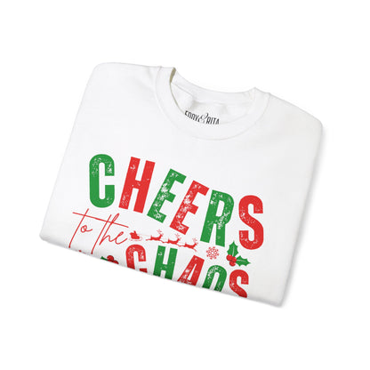 Women's Heavy Sweatshirt – "Cheers to the Chaos" Fun and Playful Winter Graphic Sweatshirt