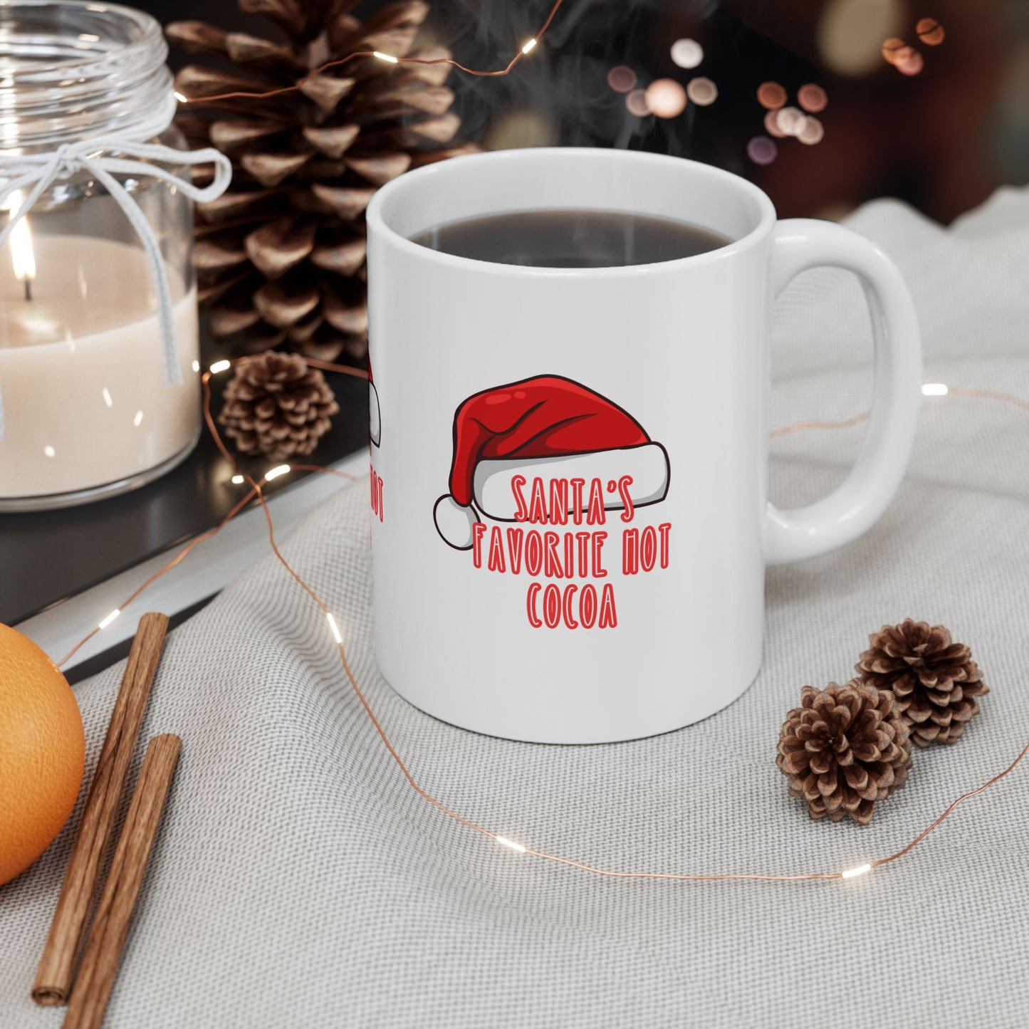 11 oz Ceramic Mug – “Santa’s Favorite Hot Cocoa” | Festive and Cozy Christmas Coffee Cup