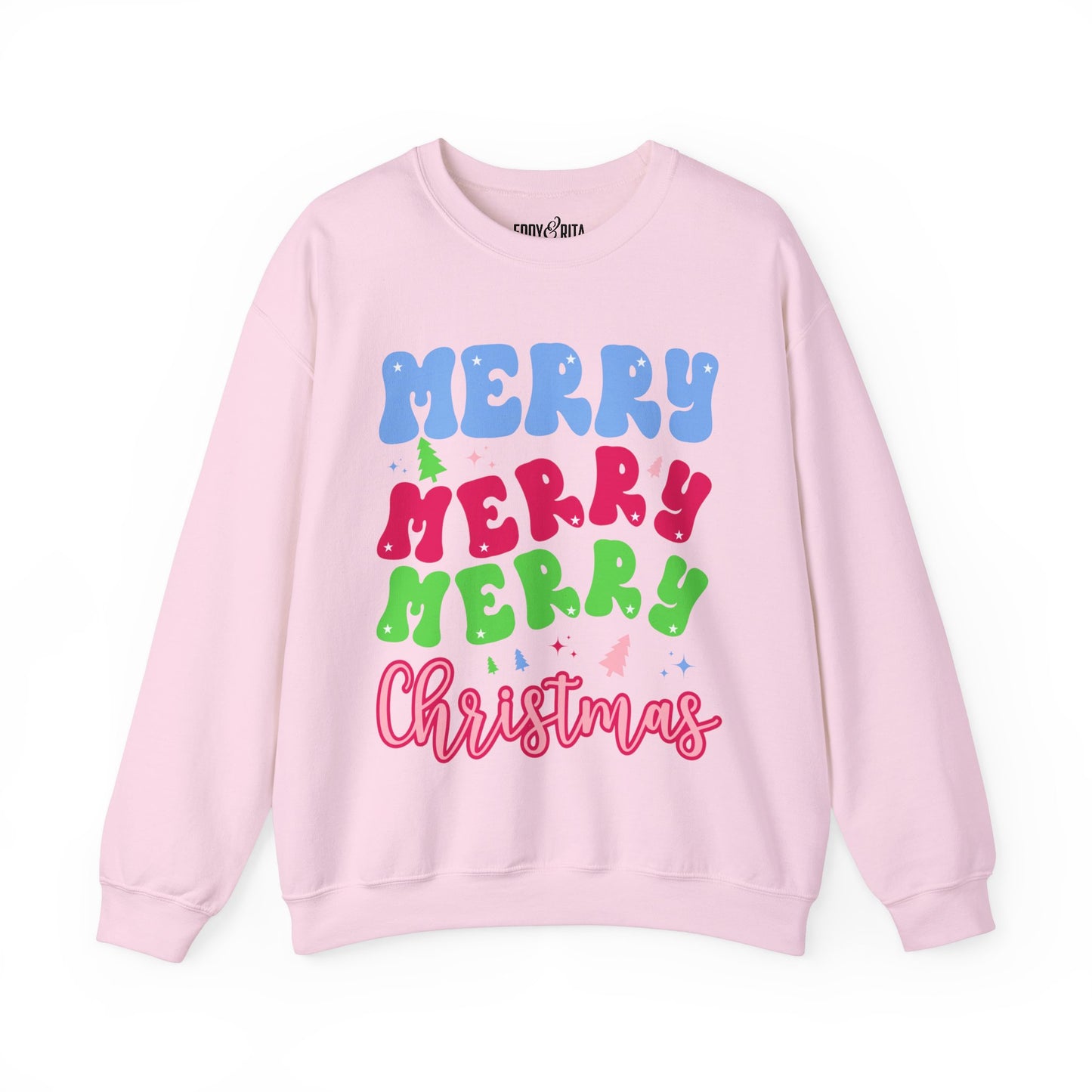 Women's Heavy Sweatshirt – "Merry Merry Merry Christmas" Festive Holiday Graphic Sweatshirt