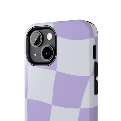 Light Purple Checked Smiley Face Cell Phone Case - Cheerful and Stylish Protective Cover