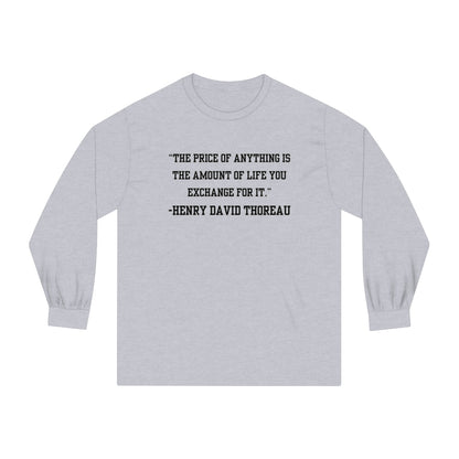 Men's Long Sleeve Tee Inspirational Wisdom by Henry David Thoreau - Eddy and Rita