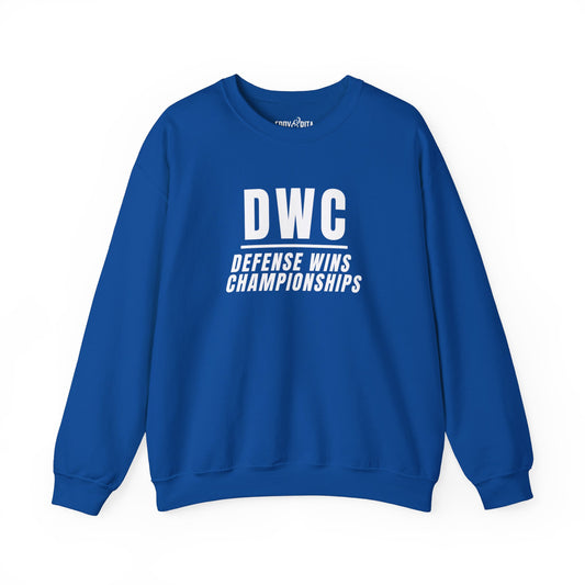 Men's Heavy Sweatshirt – "D W C Defense Wins Championships" Sports-Inspired Graphic Sweatshirt