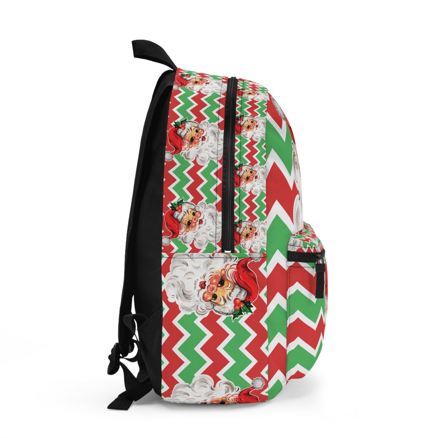 Christmas Backpack – Vintage Santa and Chevron Stripes Design | Stylish and Festive Holiday Bag