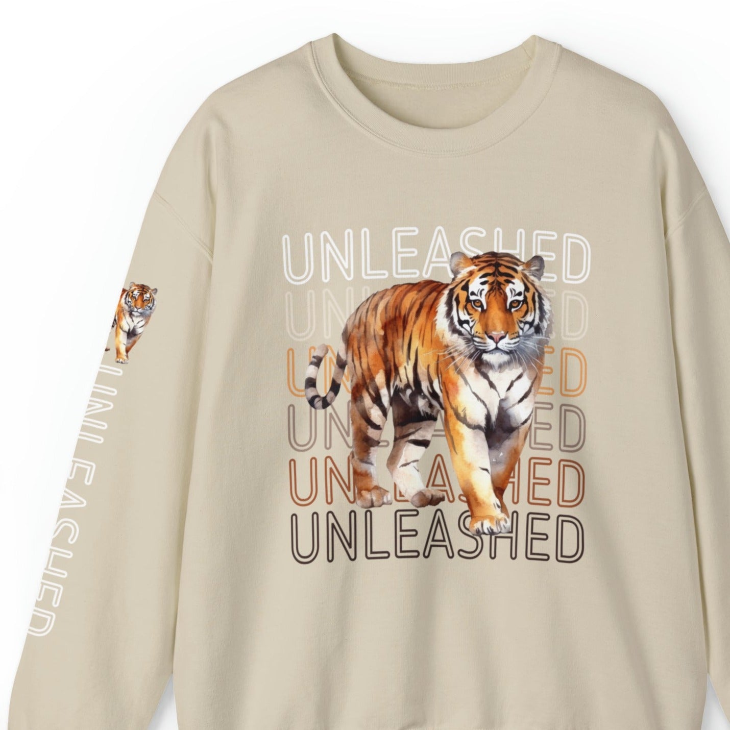 Tiger Unleashed: Women's Sweatshirt with Striking Arm Detail - Eddy and Rita