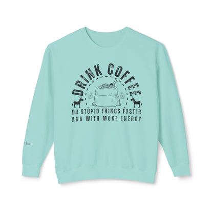 Eddy and Rita Women's Comfort Colors Lightweight Crewneck Sweatshirt - Coffee Energy