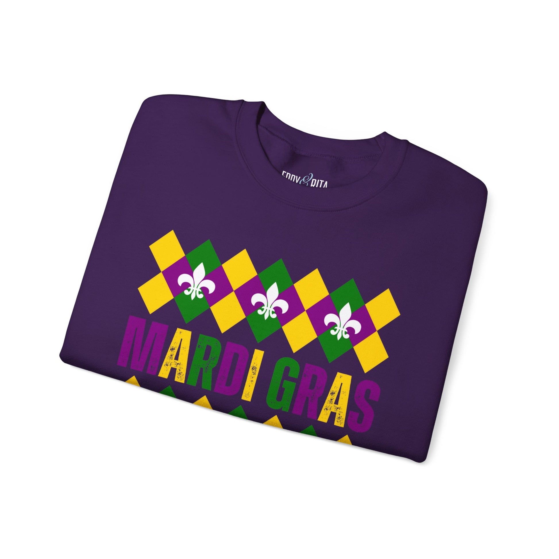 Mardi Gras Fleur-de-Lis Women's Sweatshirt: Festive Comfort with Stylish Elegance - Eddy and Rita