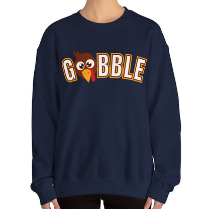 Women's Heavy Sweatshirt – "Gobble, Gobble, Gobble" Fun Thanksgiving Graphic Sweatshirt