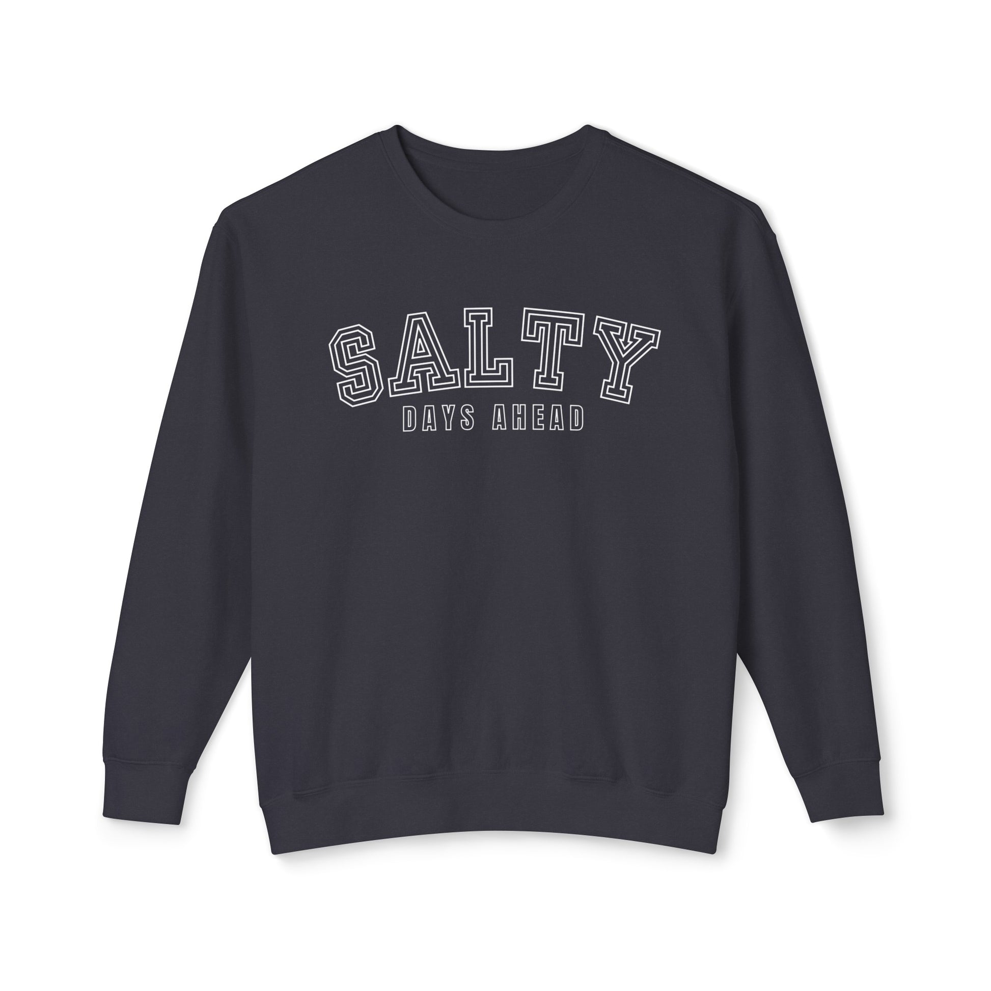 Eddy and Rita Women's Comfort Colors Lightweight Sweatshirt - "Salty Days Ahead" Beach Lover's Graphic Pullover