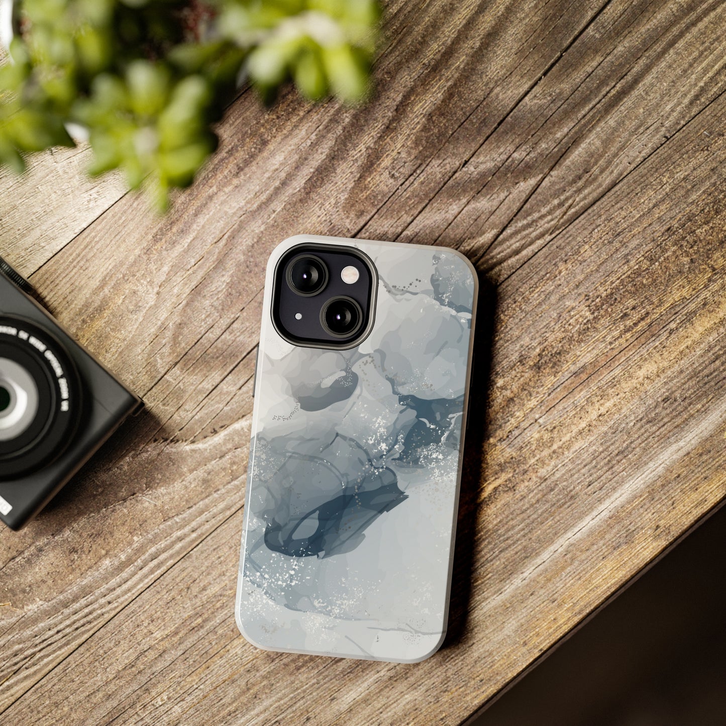 Gray and White Marble Pattern Cell Phone Case - Elegant and Sleek Device Cover