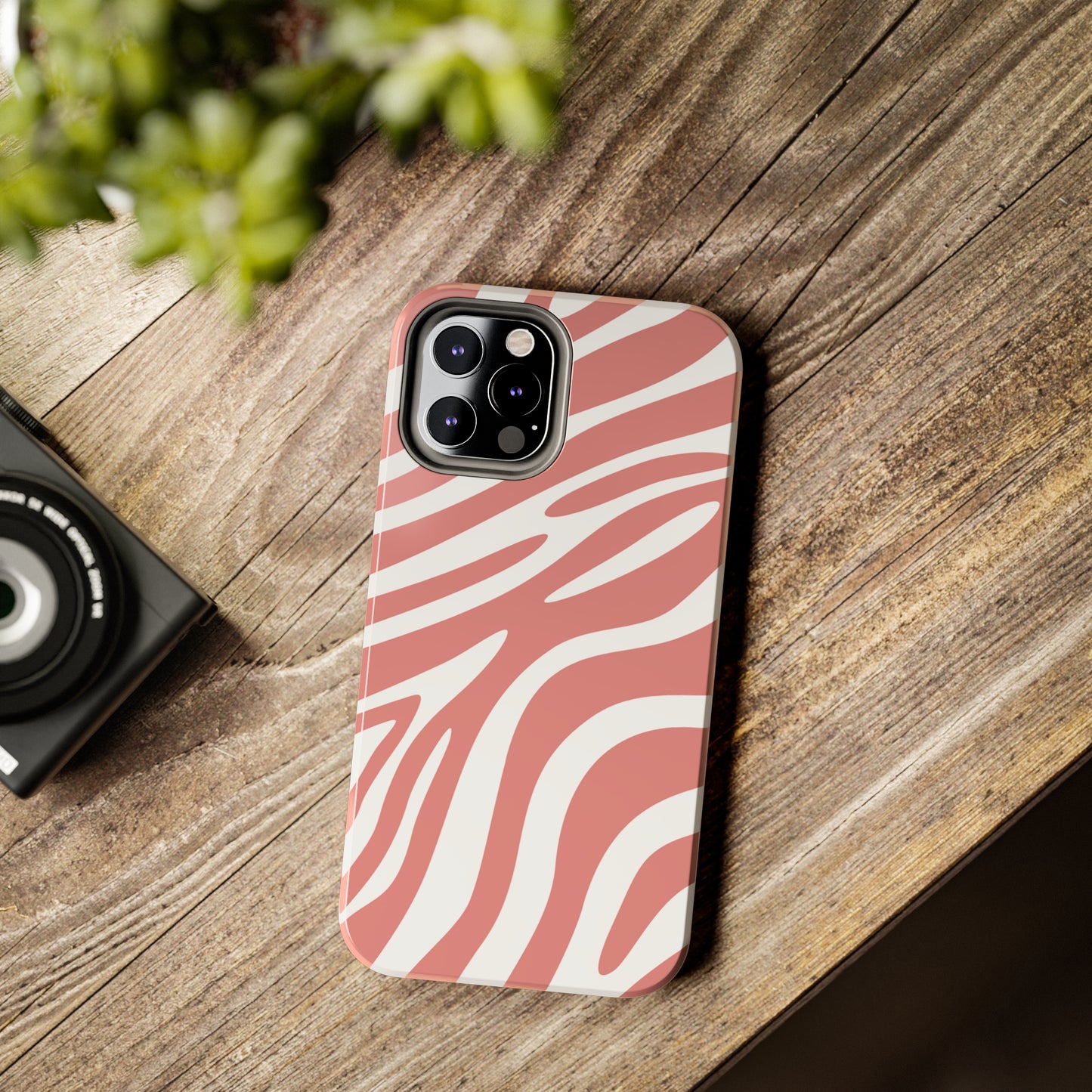 Pink and White Zebra Stripes iPhone Case - Stylish and Protective Cover for Your Device