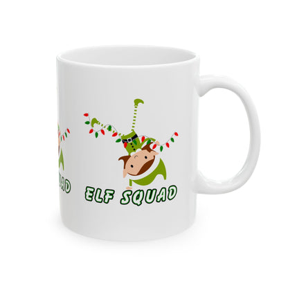 11 oz Ceramic Mug – “Elf Squad” | Fun and Festive Holiday Coffee Cup