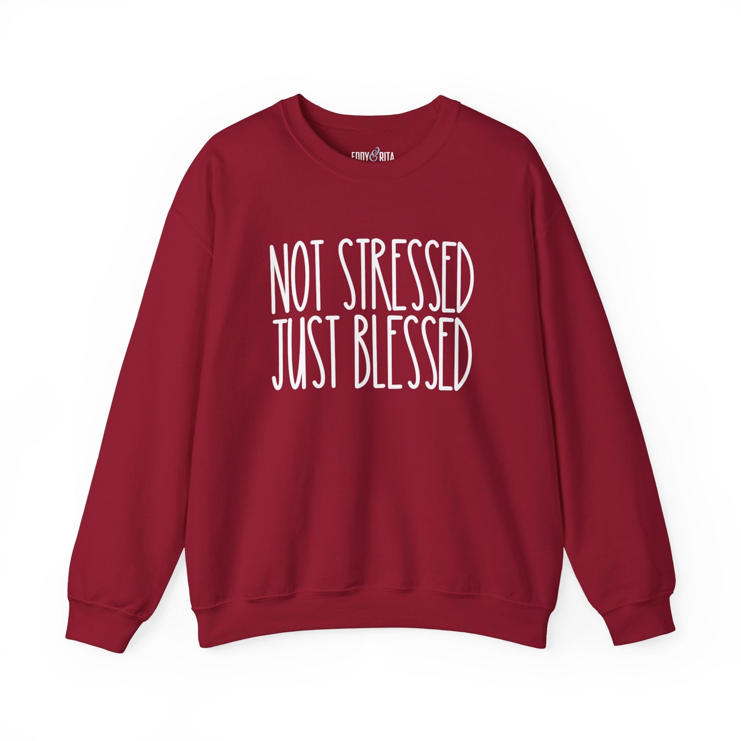 Women’s Heavy Sweatshirt – “Not Stressed Just Blessed” | Cozy and Inspirational Pullover