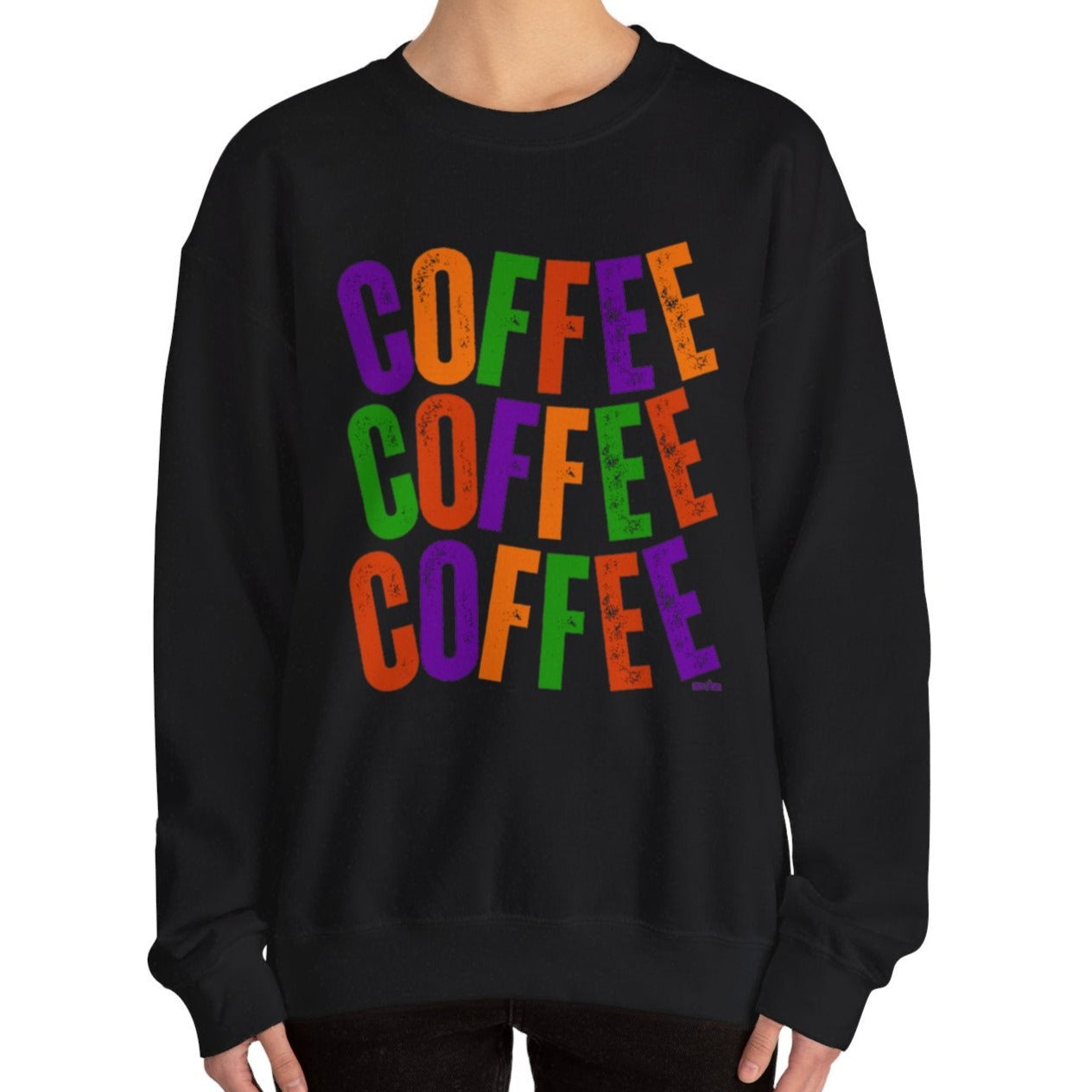 Women's Heavy Sweatshirt - "Coffee Coffee Coffee" Halloween Colors Graphic Pullover