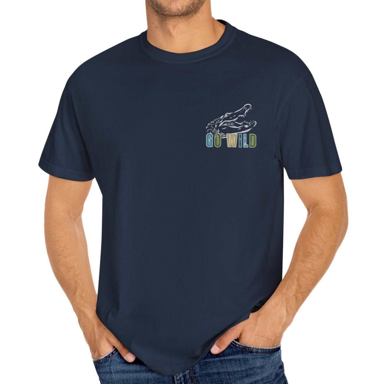 Eddy and Rita Men's Comfort Colors T-Shirt - "Go Wild" Alligator Graphic Tee