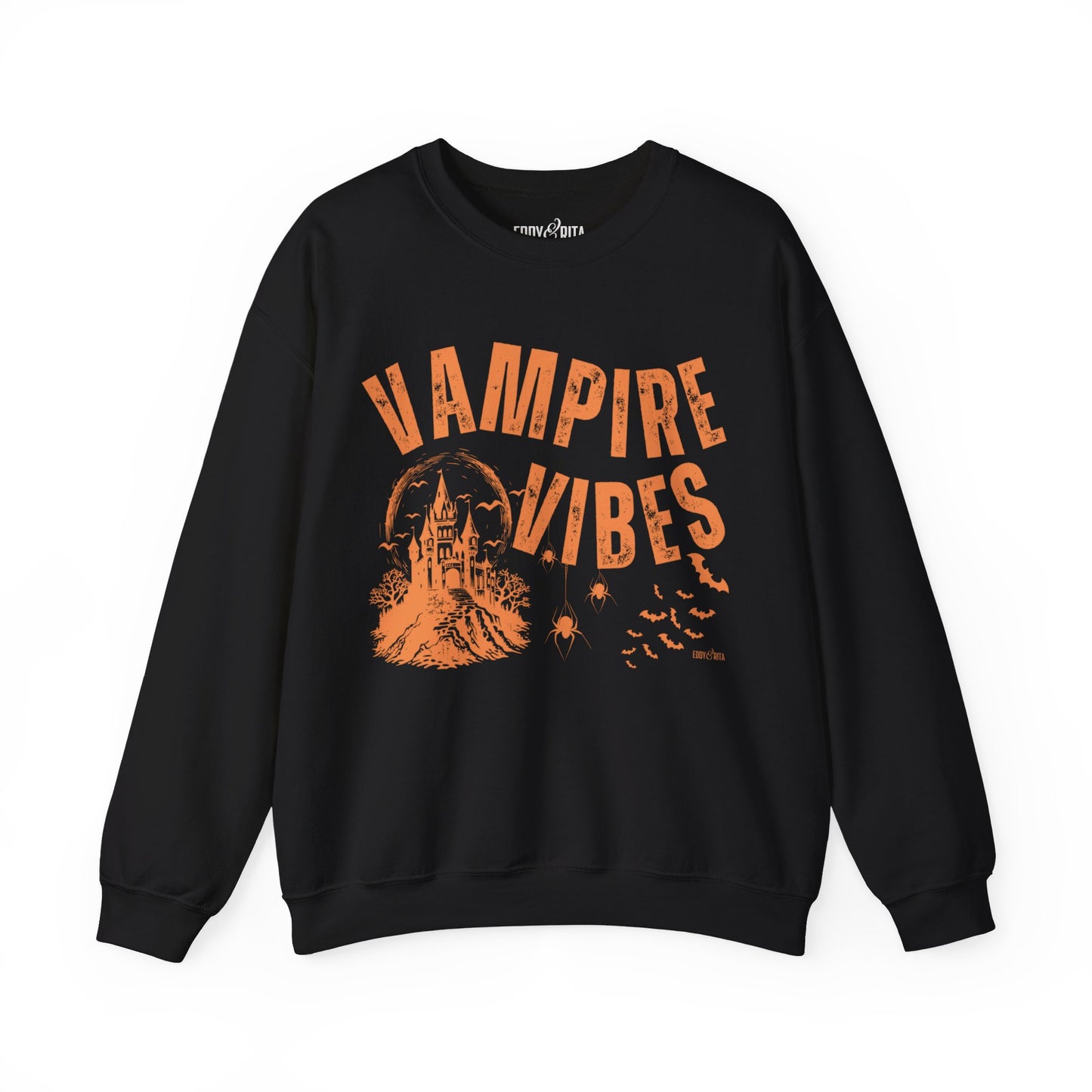 Eddy and Rita Women's Heavy Crewneck Sweatshirt - "Vampire Vibes" Halloween Graphic Pullover