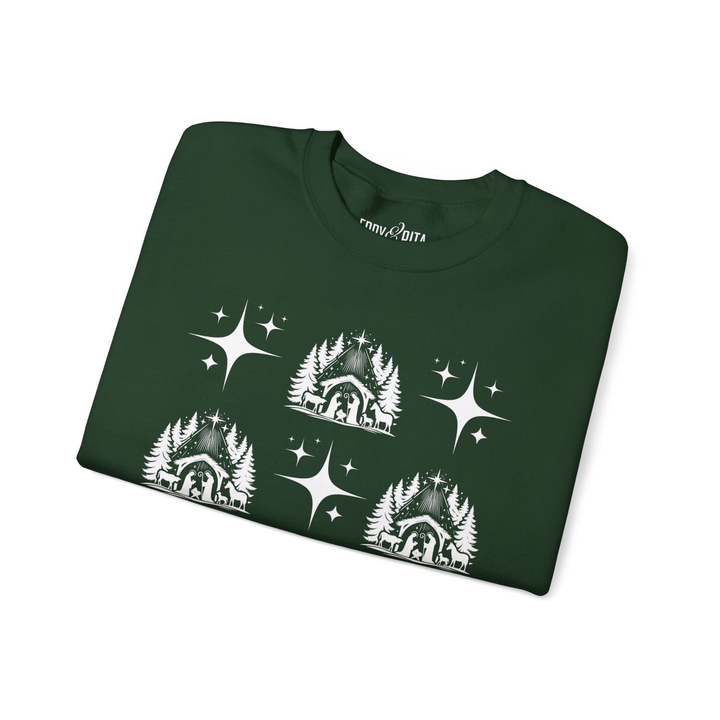 Women's Heavy Sweatshirt – "Christmas Nativity" Faith-Inspired Holiday Graphic Sweatshirt