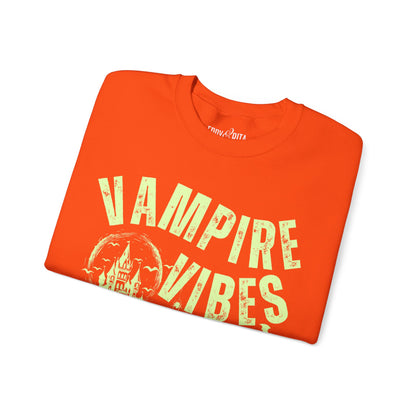 Eddy and Rita Women's Heavy Crewneck Sweatshirt - "Vampire Vibes" Halloween Graphic Pullover