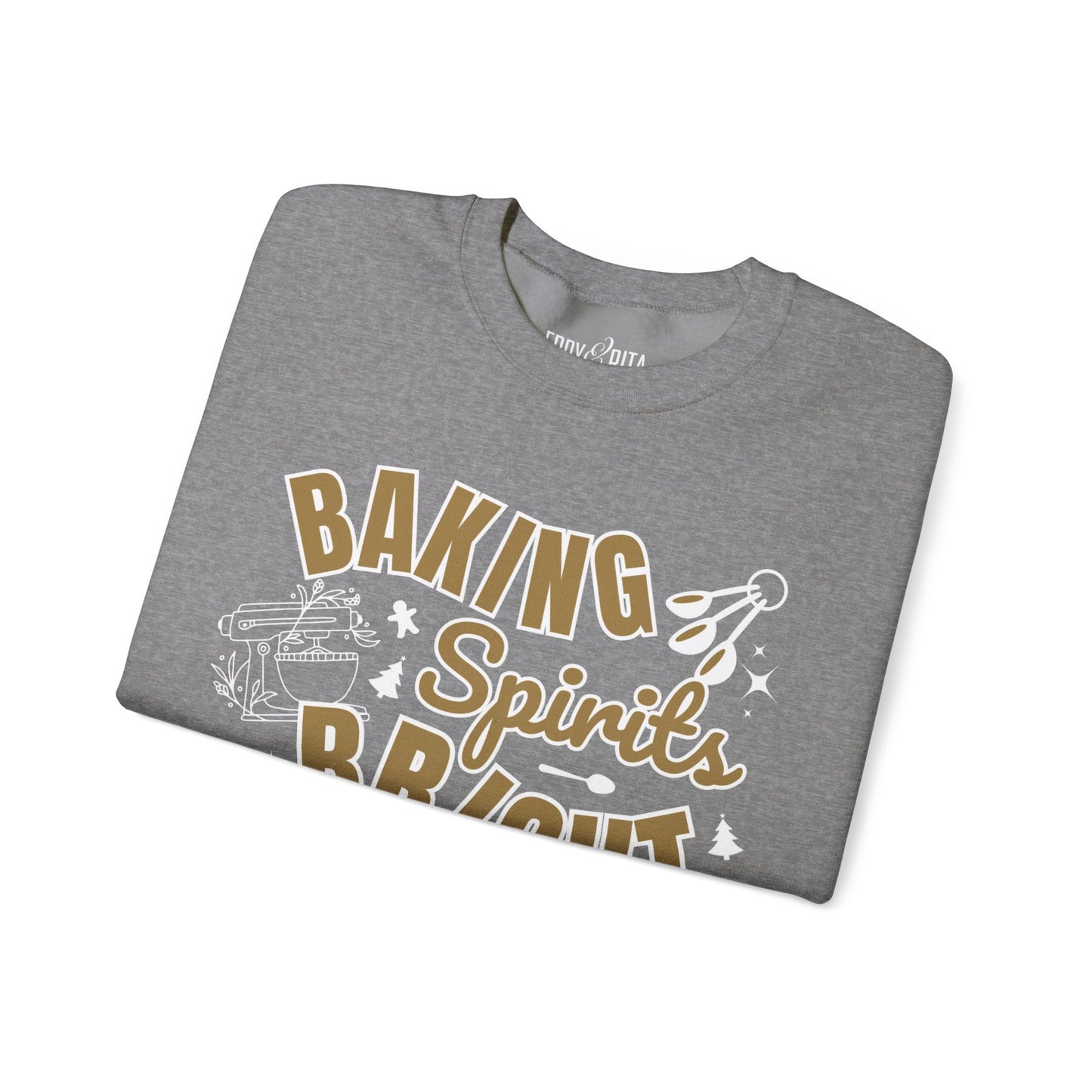 Women's Heavy Sweatshirt – "Baking Spirits Bright" Christmas Baking Graphic Sweatshirt