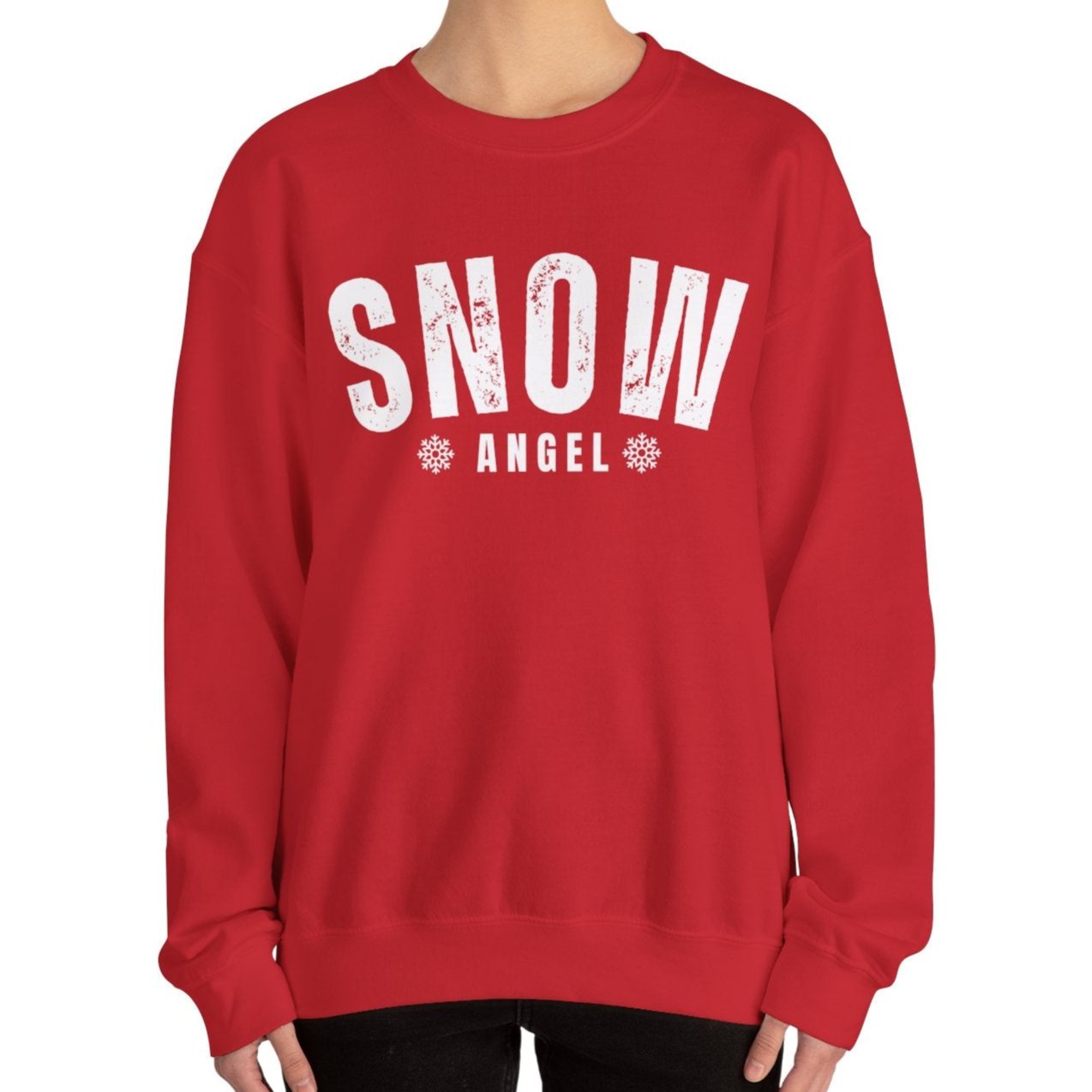 Women's Heavy Sweatshirt – "Snow Angel" Cozy Winter Graphic Sweatshirt