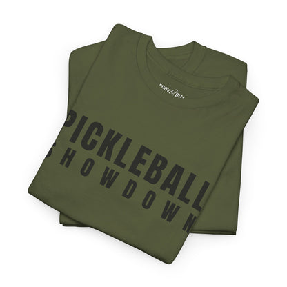 Eddy and Rita Unisex Heavy Cotton T-Shirt - "Pickleball Showdown" Graphic Tee for Sports Enthusiasts