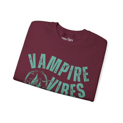 Eddy and Rita Women's Heavy Crewneck Sweatshirt - "Vampire Vibes" Halloween Graphic Pullover