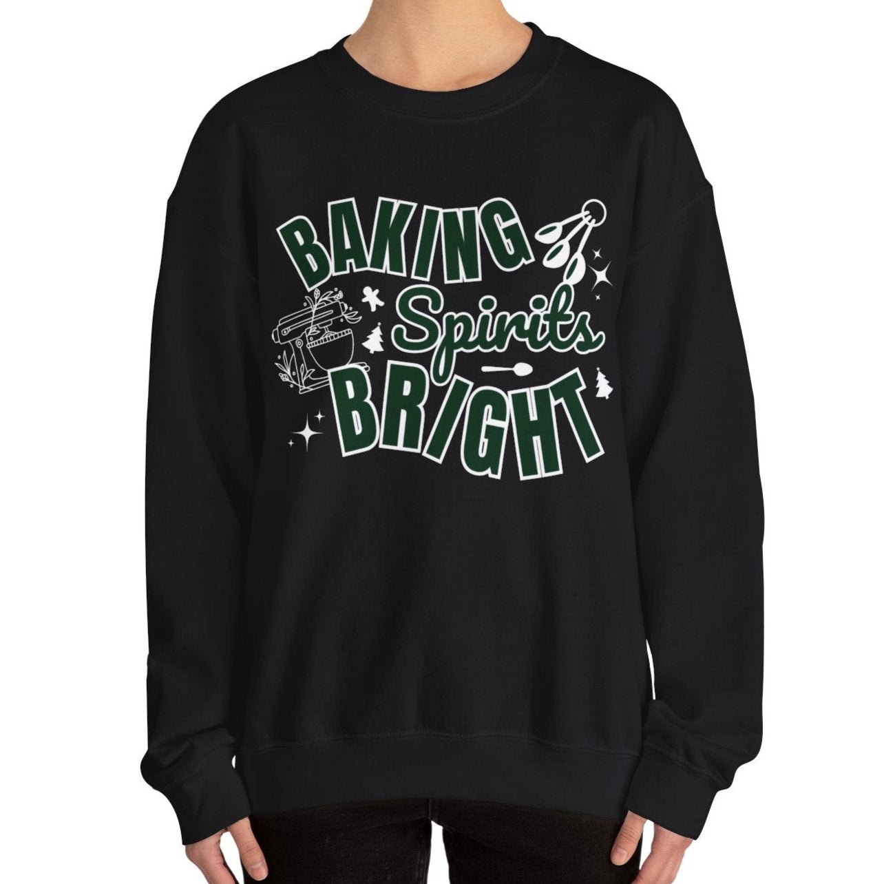 Women's Heavy Sweatshirt – "Baking Spirits Bright" Christmas Baking Graphic Sweatshirt