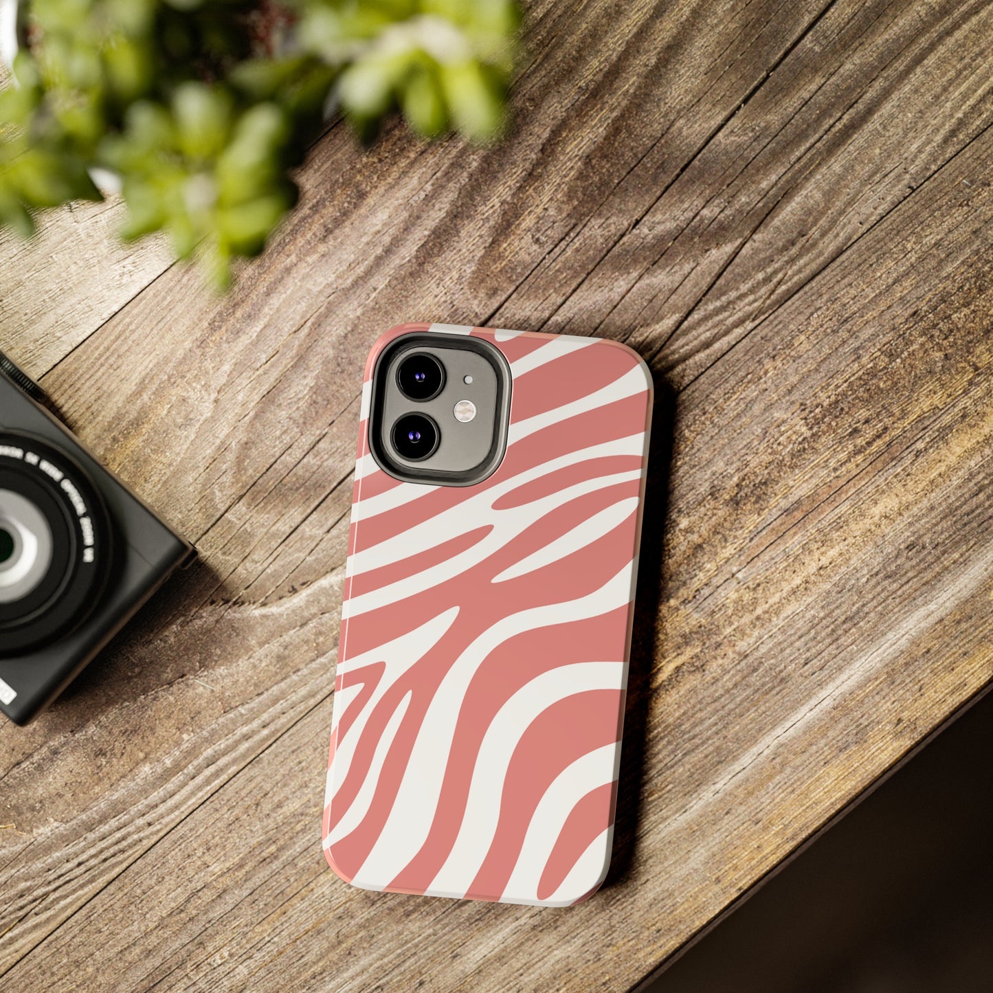 Pink and White Zebra Stripes iPhone Case - Stylish and Protective Cover for Your Device