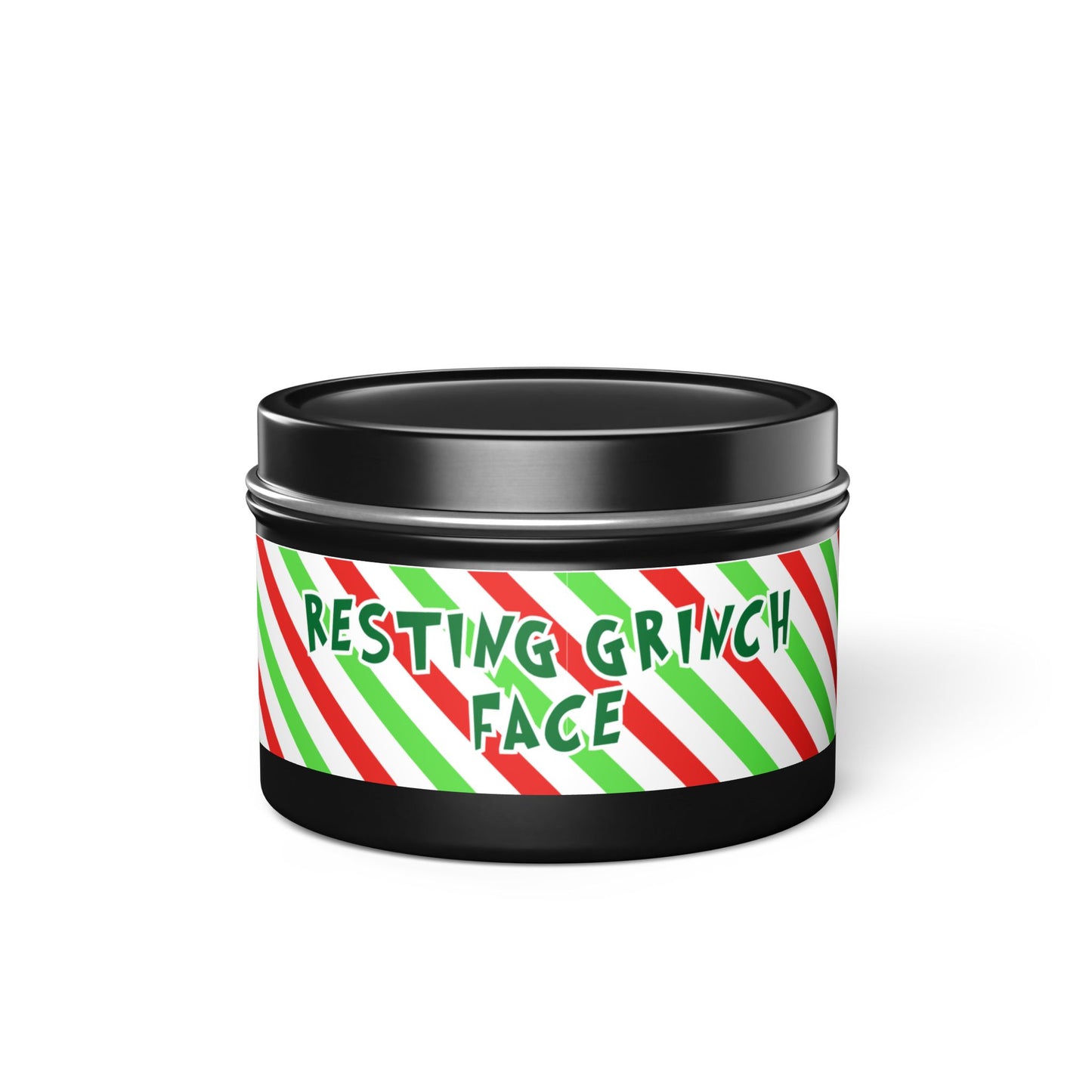 Coffee Scented Tin Candle – 4 oz | “Resting Grinch Face” Fun Holiday Design | Perfect Stocking Stuffer Gift